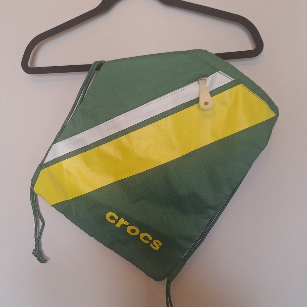 CROCS Green and Yellow Drawstring Bag